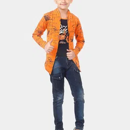 SOUNIK FASHION SDS Boys Printed Cotton T-shirt with Attached Shrug image 2
