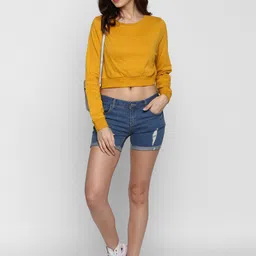 SHARKTRIBE Women Mustard Yellow T-shirt image 5