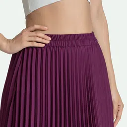 AASK Purple Accordion Pleats A-Line Maxi Skirt image 3