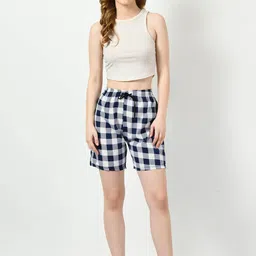 BAESD Women Pack Of 3 Checked High-Rise Regular Shorts image 5