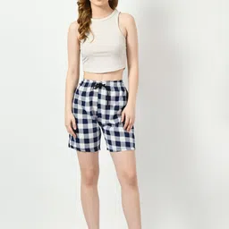 BAESD Women Multicoloured Checked High-Rise Technology Shorts image 3