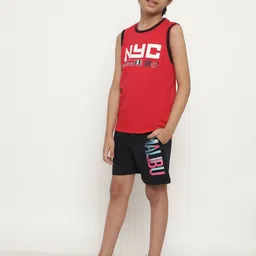 Octave Boys Typography Printed Sleeveless Cotton T-shirt image 2