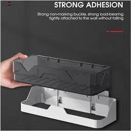 kridha Wall Mounted Self Adhesive Easy to Install Bathroom Storage Shelf for Home Plastic Wall Shelf image 3