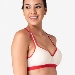 KOMLI Pack of 2 Off White & Red Lightly Padded Workout Bras K-9411-2PC-OFFW image 2