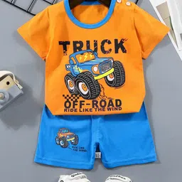Bold N Elegant Kids Ride Like Wind Printed Pure Cotton T-shirt with Shorts-picture-19