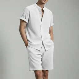 leriya fashion Men Night Suit Set White Solid image 1