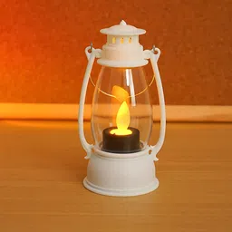 kavyara LED Mini Lantern with Acrylic Chimney | 8–12 Hrs. Burning Time | Flameless White Plastic Hanging Lantern image 1