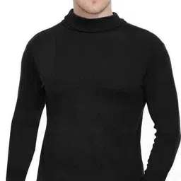 gulika Men Solid High Neck Black Sweater-picture-46