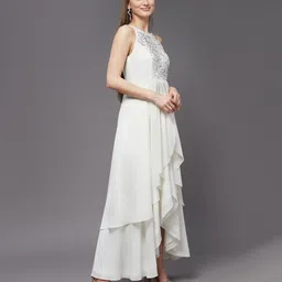 miss chase Women Fit and Flare White Maxi/Full Length Dress image 4