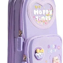 k3nterprises Lavender Cartoon Pencil Box for Kids Large Storage Bear Design Pouch baby bear Art EVA Pencil Box-picture-25