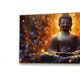 nestroots Canvas Framed Buddha Enveloped in Flames and Smoke Wall Painting image 5