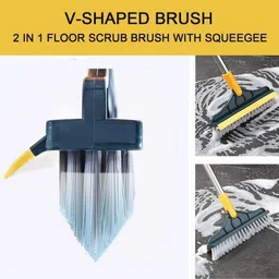 sethi trends Multipurpose 2 in 1 Floor Cleaning Brush with Adjustable Long Handle and Wiper Plastic Wet and Dry Brush image 4
