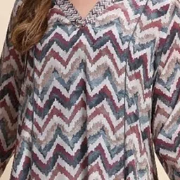 BAESD Chevron Printed V-Neck Three-Quarter Sleeves Top With Palazzo image 2