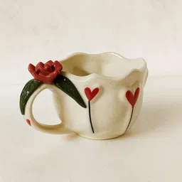 abc Pack of 1 Ceramic Elegant Handmade Ceramic Mug with Artistic Floral Detailing image 2