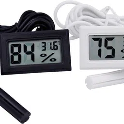 electrolight Best Selling White /Black Mini LCD Digital Thermometer Hygrometer Meter -50~70C 10%~99%RH for Fish Tank Water Marine Aquarium LCD Digital Thermometer Egg Incubator Cable Length - 1.5M. Aquarium Thermometer image 1