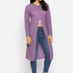 CLAPTON Cable Knit Self Design Longline Cardigan Sweater image 3