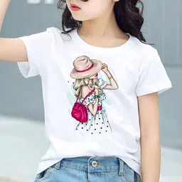 reybaq Women Printed Round Neck Polyester White T-Shirt-picture-19