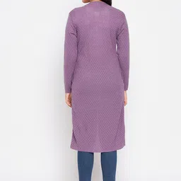 CLAPTON Cable Knit Self Design Longline Cardigan Sweater image 5