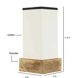 new era Mace White & Black Cotton Fabric Shade Table Lamp With Wood Base image 5
