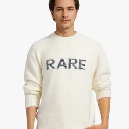 rare rabbit Men Solid Crew Neck White Sweater image 1