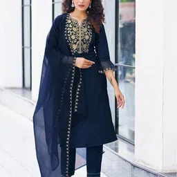 jainica Women Silk Blend Kurta Pant Dupatta Set-picture-26