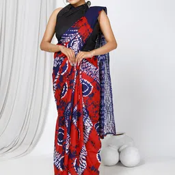 Sanganeri Print Tie and Dye Pure Cotton Bagru Saree-picture-18