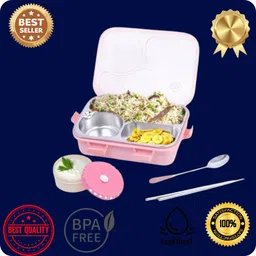 evara international Tiffin Box With Soup Bowl,Spoon,Fork 1 Lunch Box _P1 3 Containers Lunch Box image 1