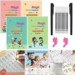 mil9us 4pcs Set Magic Practice Copybook with English Language Printing, Calligraphy Magic Copybook for Children Activity Kids Book (Small)-picture-27