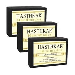 Hasthkar Set of 3 Handmade Charcoal Soaps for All Skin Types - 125 g Each-picture-33