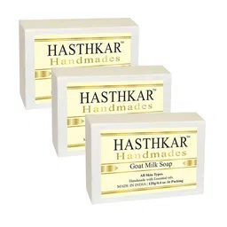 Hasthkar Set of 3 Handmade Goat Milk Soap with Glycerin & Coconut Oil - 125 g Each-picture-40