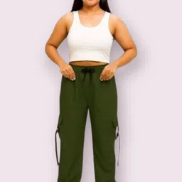 epicdesigns Women Comfort Fit Green Pure Cotton Trousers-picture-13