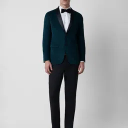 peter england Men Men Navy Solid Slim Fit Party Two Piece Suit Solid Suit image 5