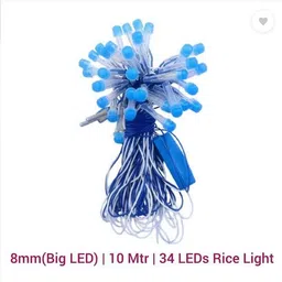 34 LEDs 10 m Blue Steady Bulb Rice Lights-image-0