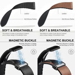 ACM WSM28P22BKGL3556 Pack of 2 Watch Strap Leather Magnetic Silicone 22mm for Fastrack Limitless Valor Smartwatch (Black/Gold) Smart Watch Strap image 4