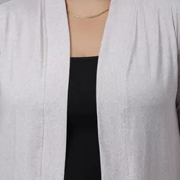 Rute Women Off White Self-Design Plus Size Cotton Shrug image 2