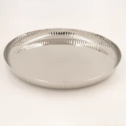 spilbox Steel Tiffin Plate|Serving Plate|Food Grade-Hammered RoundRibbed Plate(Pack 1) Dinner Plate-picture-26