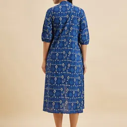 Azira Ethnic Motifs Printed Longline Front Open Pure Cotton Shrug image 5