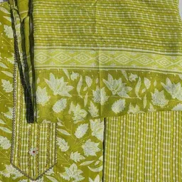 fab junction Unstitched Pure Cotton Salwar Suit Material Printed, Self Design image 2