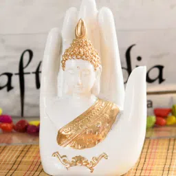 White Decorative Palm Buddha Figurine Showpiece by Ecraftindia-picture-10