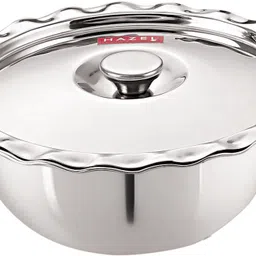 hazel Stainless Steel Serving Bowl Stainless Steel Serving Bowl Wati Vati Katori With Lid, 19 cm, 1000 ML, Silver-picture-24