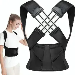 dvimart Adjustable Shoulder and Back Posture Belt for Improved Spine Alignment Women, Men, Girls, Boys Lacrosse Shoulder Pad image 1