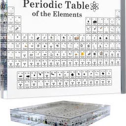 vustica Large 3D Periodic Table of Elements Chart - Real 83 Elements Inside, 21 CM x 14 CM Acrylic Glass Poster - Educational Science Chemistry Gift, Perfect for Learning and Decor 3D Poster image 1