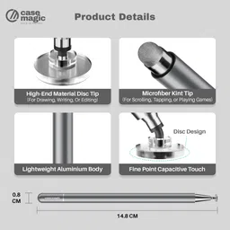 Case-Magic 2 in 1 Universal Stylus pen with Fine Point Disc Tip+Micro-Knit Hybrid Fiber Tip Stylus image 4