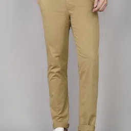 van heusen sport Men Slim Fit Khaki Cotton Blend Trousers-picture-12
