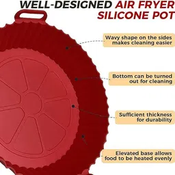 alicia Air Fryer Baking Essentials Round Silicone Basket Baking Tray with Handles Airfryer Tray image 3