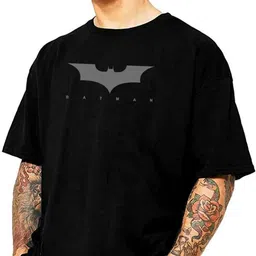 Men Printed Round Neck Pure Cotton Black T-Shirt-image-1