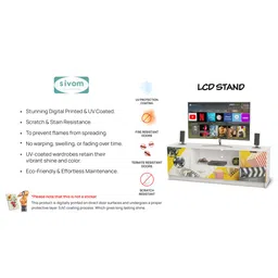 sivom Zebra Digitally Printed TV Entertainment Unit With UV Protected Coating & Storage In White Finish image 3