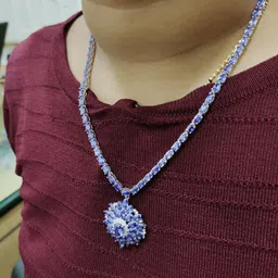 jalash Tanzanite Fancy Womens Pendant Necklace Party Set in 925 Sterling Silver Sterling Silver Tanzanite Sterling Silver Pendant Set image 2