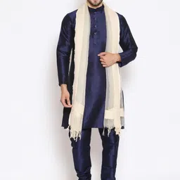 dupatta bazaar Silk Blend Solid Beige Men Dupatta image 2