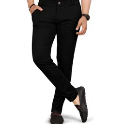 trending stellalifestyle Men Slim Fit Black Lycra Blend Trousers image 1